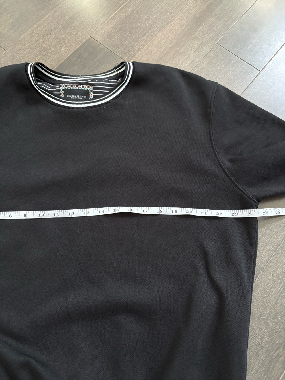 DENIM & FLOWER Mens Black Crewneck Size XL Closet Essential Layering Pullover - Picture 4 of 6